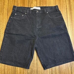 Arizona Jean Company Mens Black Denim Loose Fit Shorts Size 38 Dadcore 90s